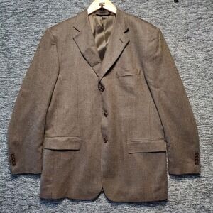 Chiavari Sport Coat Mens 48R Brown‎ Wool Silk Blazer Lanificio Campore Italy